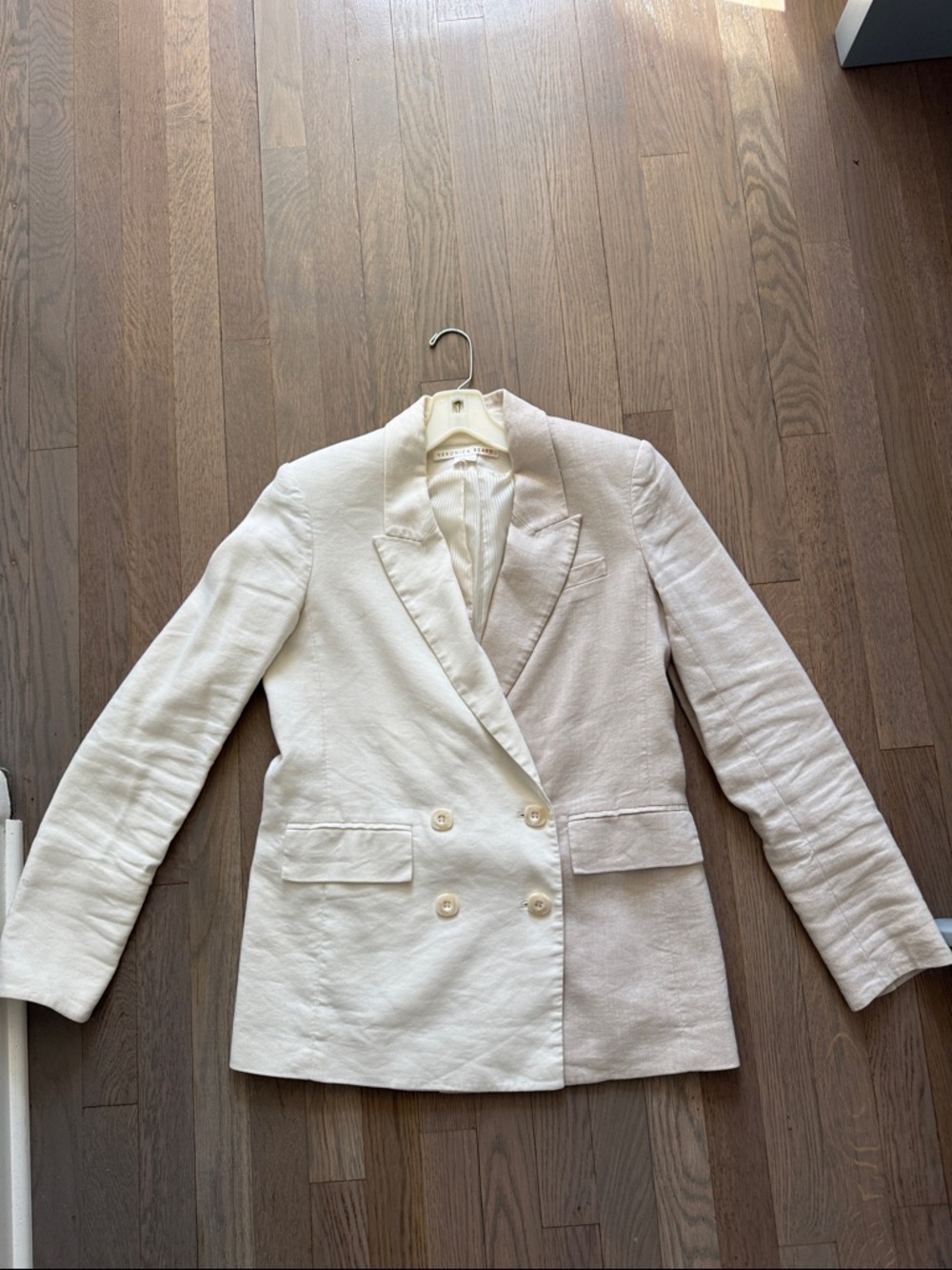 Veronica Beard Cream Double-Breasted Blazer Dickey jacket